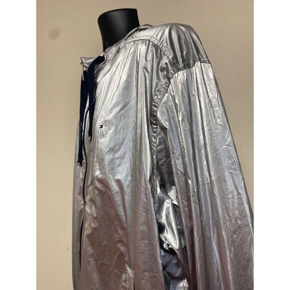 Tommy Hilfiger Women's Silver Zipper Hooded Metallic Windbreaker Plus Size 1X NW - Picture 3 of 5